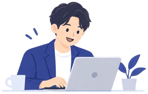 パソコンで仕事をするコンサルタントのイラスト